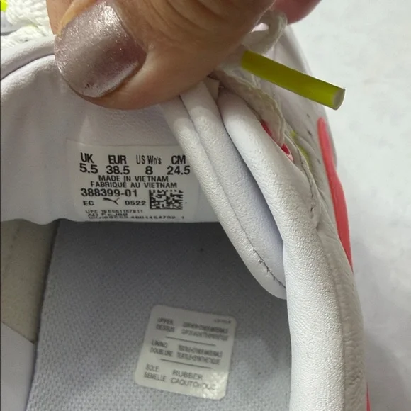 Puma Women's White and Neon platform Sneakers - Picture 3 of 5